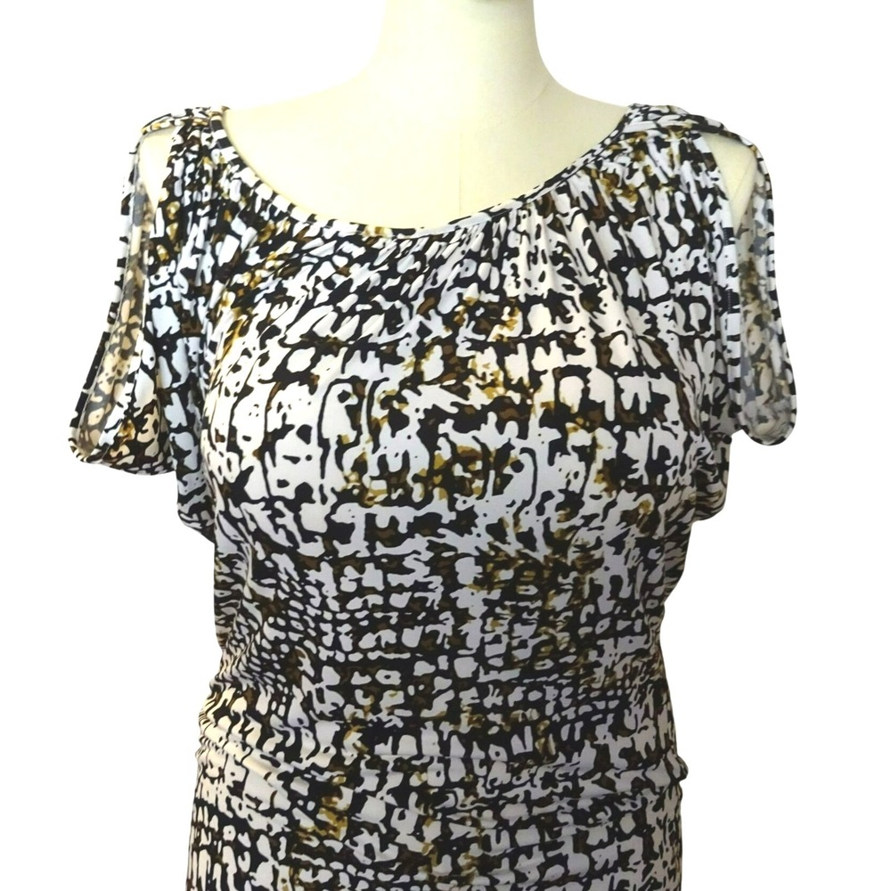 Calvin Klein Blouse | Black White Sleeveless | Split Short Sleeve‎ Modern